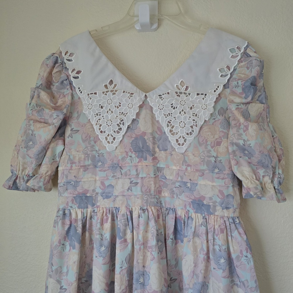 Dazy Prairie Midi Dress Women's Sz S Cottagecore Floral Lace Collar Boho Peasant - Picture 2 of 12